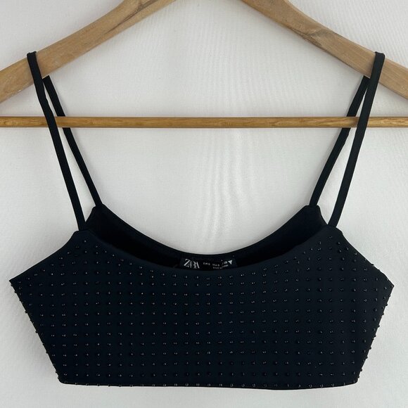 Zara Chic Night-Out Black Studded Bralette – Small - Picture 1 of 6